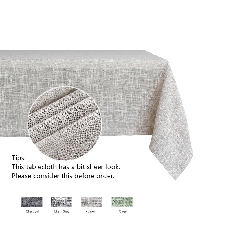 maxmill Flaxy Faux Linen Table Cloth with 2-Tone Slubby Texture Wrinkle Resistant Anti-Shrink Soft Tablecloth for Kitchen Dining Tabletop for Buffet Banquet Parties Rectangle 60 x 140 Inch Linen - Image 5